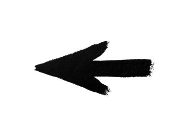 Beyaz arkaplanda el çizimi suluboya oku siyah