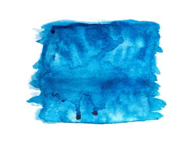 Beyaz arkaplanda soyut mavi suluboya.