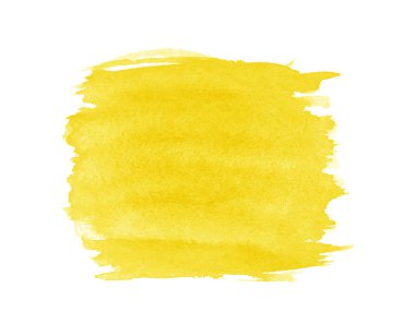 Beyaz arkaplanda soyut sarı suluboya.