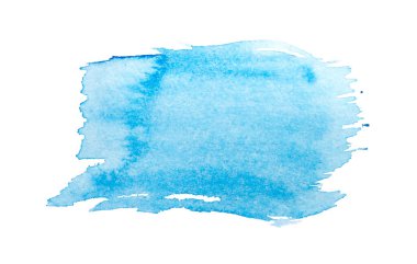 Beyaz arkaplanda soyut mavi suluboya.