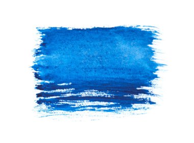 Beyaz arkaplanda soyut mavi suluboya.