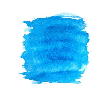 Beyaz arkaplanda soyut mavi suluboya.