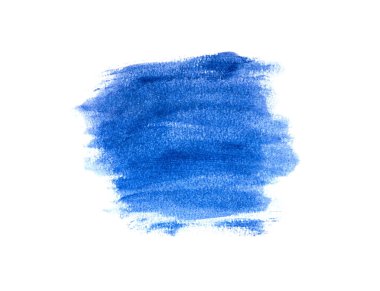 Beyaz arkaplanda soyut mavi suluboya.