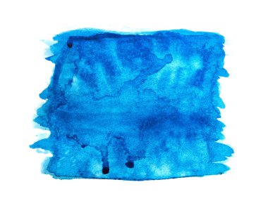Beyaz arkaplanda soyut mavi suluboya.