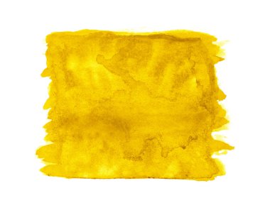 Beyaz arkaplanda soyut sarı suluboya.