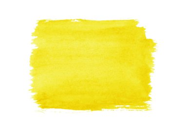 Beyaz arkaplanda soyut sarı suluboya.