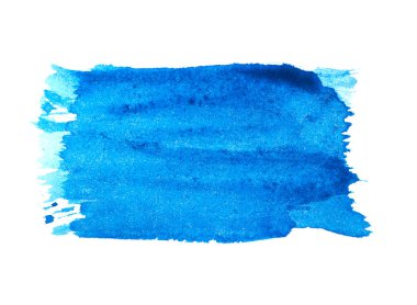 Beyaz arkaplanda soyut mavi suluboya.