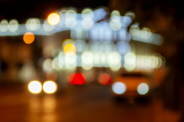 Gece şehrinin soyut mavi ışıkları