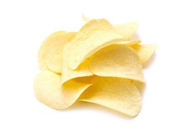 Patates cipsi izole edilmiş beyaz arkaplan.