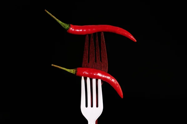 Red Chili Pepper Fork — Stock Photo, Image