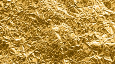 Buruşmuş Altın doku arka planı, alüminyum folyo