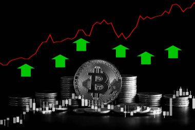 Ticari grafiği olan bitcoin, arka plan için finansal yatırım kavramı