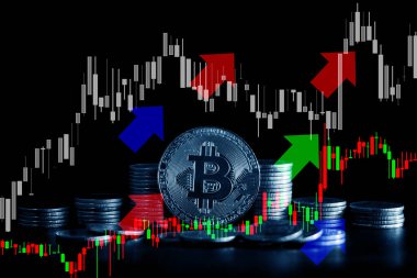 Ticari grafiği olan bitcoin, arka plan için finansal yatırım kavramı