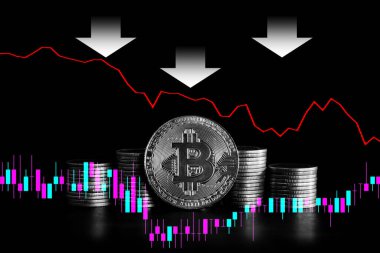Ticari grafiği olan bitcoin, arka plan için finansal yatırım kavramı