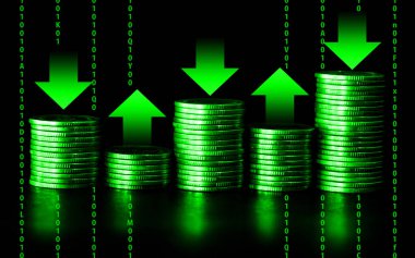 Ticari grafiği olan bitcoin, arka plan için finansal yatırım kavramı