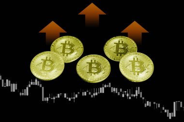Ticari grafiği olan bitcoin, arka plan için finansal yatırım kavramı