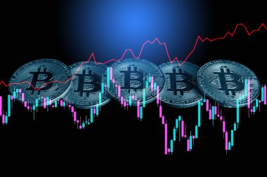 Ticari grafiği olan bitcoin, arka plan için finansal yatırım kavramı
