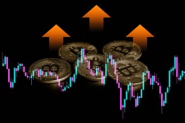 Ticari grafiği olan bitcoin, arka plan için finansal yatırım kavramı