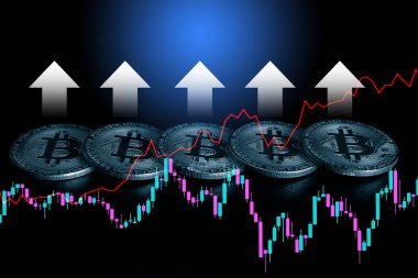 Ticari grafiği olan bitcoin, arka plan için finansal yatırım kavramı