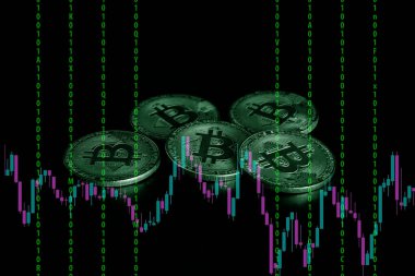 Ticari grafiği olan bitcoin, arka plan için finansal yatırım kavramı