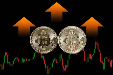 Ticari grafiği olan bitcoin, arka plan için finansal yatırım kavramı
