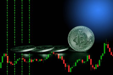 Ticari grafiği olan bitcoin, arka plan için finansal yatırım kavramı