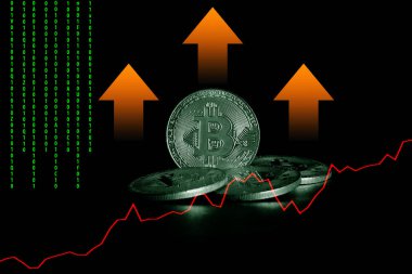 Ticari grafiği olan bitcoin, arka plan için finansal yatırım kavramı
