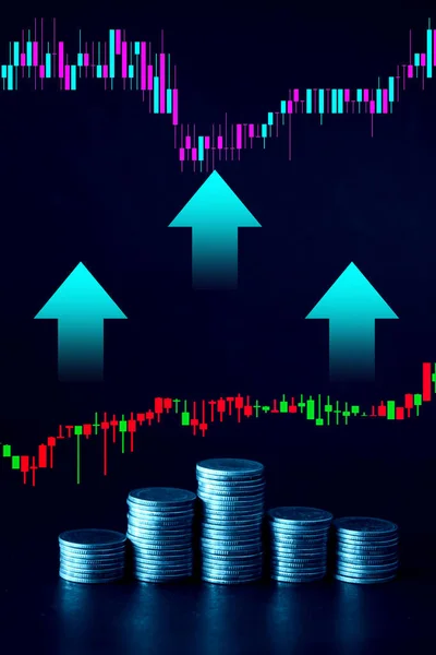 Bitcoin Met Trading Grafiek Financiële Investeringen Concept Voor Achtergrond — Stockfoto