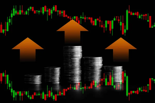 Ticari Grafiği Olan Bitcoin Arka Plan Için Finansal Yatırım Kavramı — Stok fotoğraf
