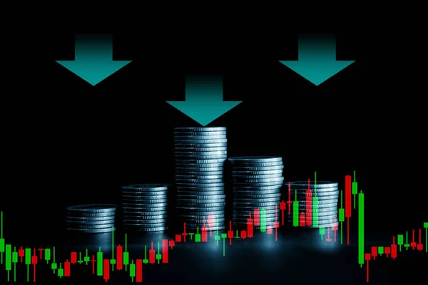 Bitcoin Com Gráfico Negociação Conceito Investimento Financeiro Para Fundo — Fotografia de Stock