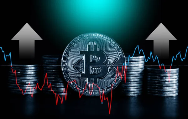 Ticari grafiği olan bitcoin, arka plan için finansal yatırım kavramı