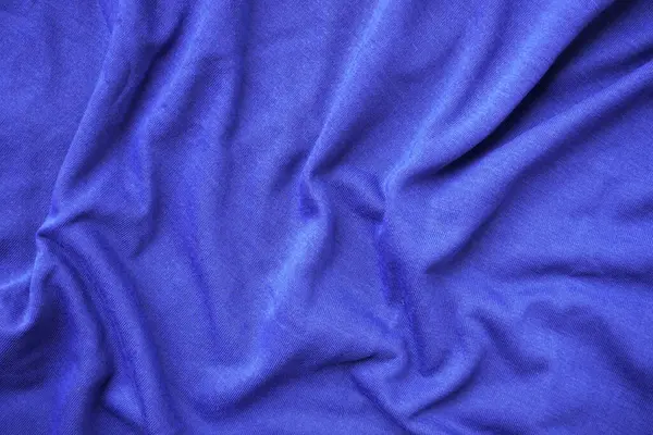 Latar Belakang Kain Sutra Biru Tekstur Pakaian Olahraga Biru — Stok Foto