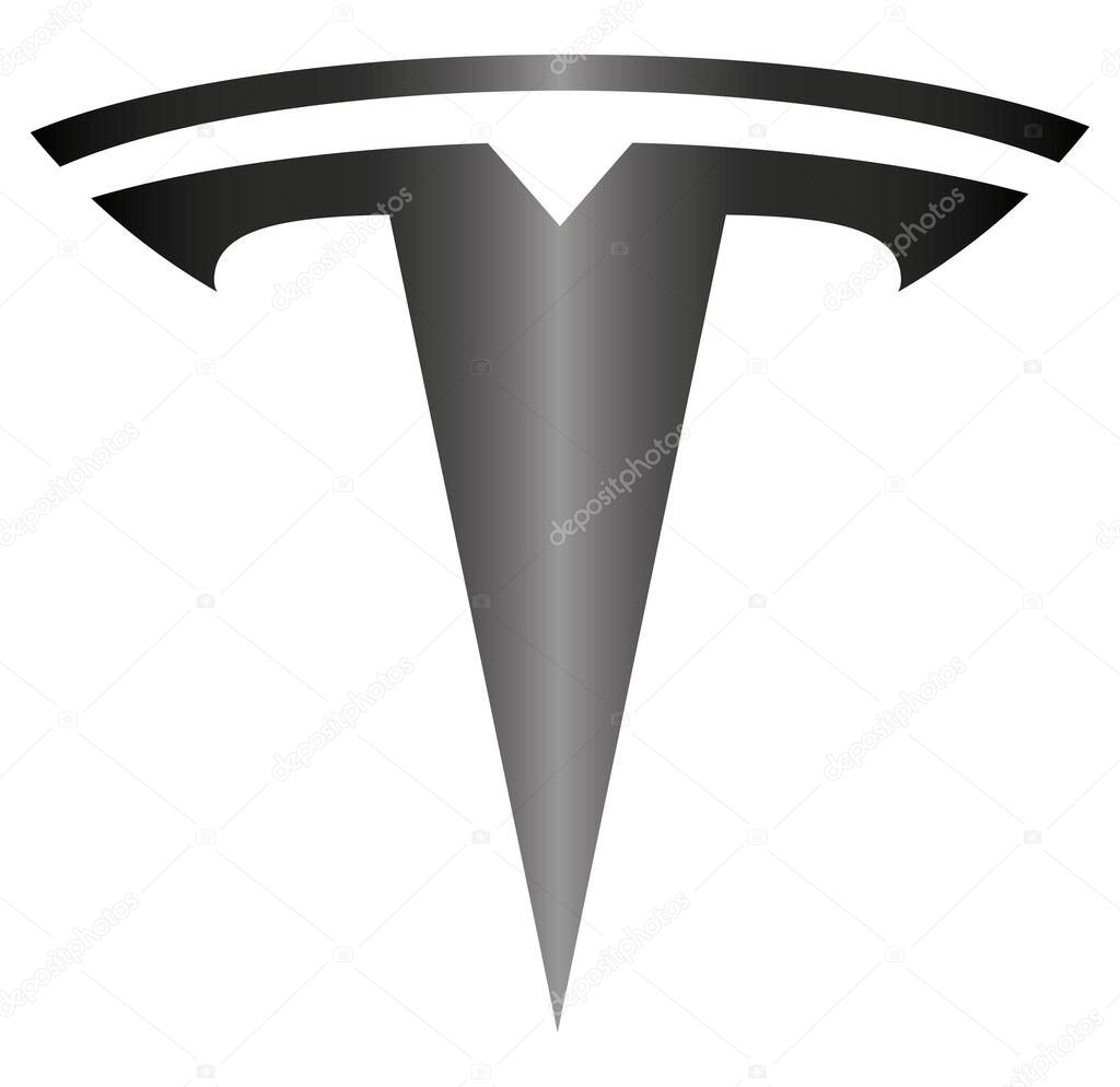 Tesla logo in a frame with an inscription