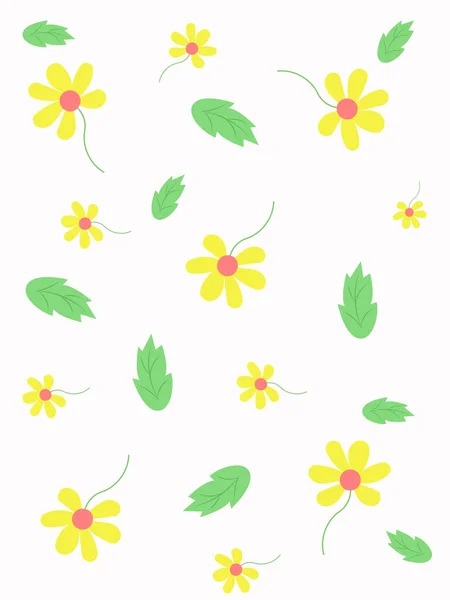 Fond Avec Des Fleurs Jaunes Des Feuilles Vertes Illustration Vectorielle — Image vectorielle