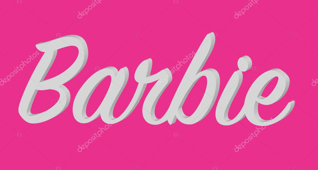 The inscription Barbie on a pink background. Vector illustration
