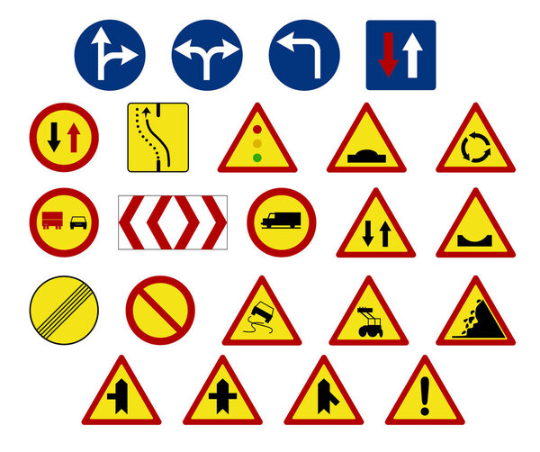 Conjunto Iconos Señal Tráfico Común Diseño Plano Transporte Seguro Ilustración — Vector de stock