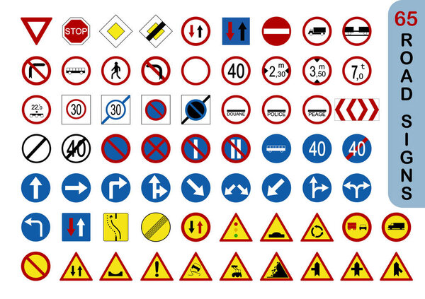 Conjunto Iconos Señal Tráfico Común Diseño Plano Transporte Seguro Señales — Vector de stock