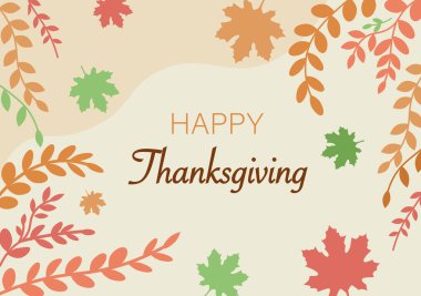 Akçaağaç yapraklı Şükran Günü kartı. Vektör illüstrasyonu.