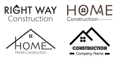 Emlak vektör logosu tasarım şablonu. Ev soyut konsept simgesi. Vektör çizimi. House İnşaat için 4 logo. İş Fikri.
