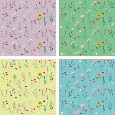 Kusursuz çiçek arkaplanı, desen. Çiçeksiz, soyut desenler. Kağıt, kapak, kumaş ve diğer amaçlar için modern soyut tasarım. Vektör illüstrasyonu