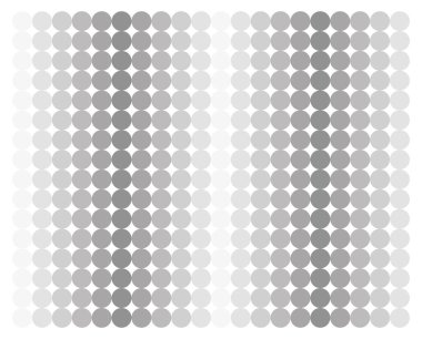 Minimalist gri tonlu nokta desenli arka plan. Düzgün eğimli soyut geometrik çemberler. Modern tasarım, teknik görseller, sunumlar ve dijital dokular için mükemmel. Vektör illüstrasyonu