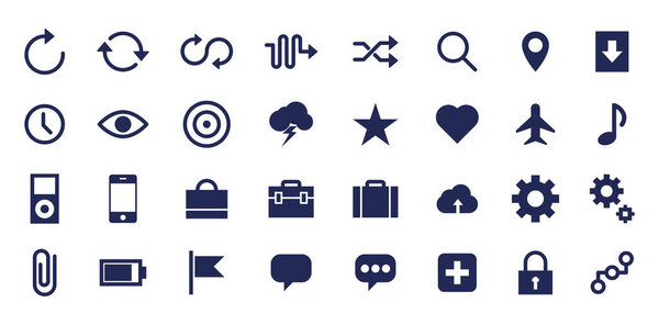 Website icon set for computer and phone. Home, location, call, email, address, globe, chat, message, mail, phone, information, support, search, website, icon. Contact and website icon set. Vector