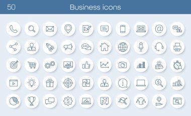 Pazarlama, iletişim, yönetim, finans ve planlama için bir dizi simge. Dosyaları, e-postaları, aramaları, hedefleri, insanları, laptopları ve daha fazlasını içeriyor. Şirket ve ofis kullanımı için mükemmel..