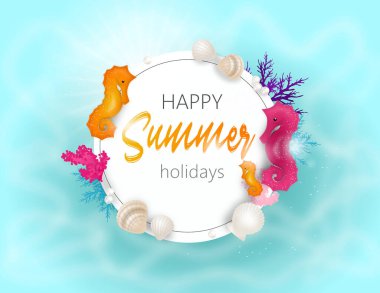 Mutlu bir yaz için tebrik kartı tasviri