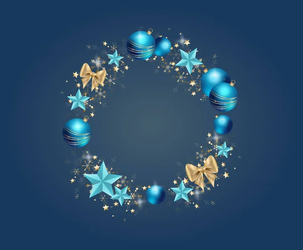 Mavi Arkaplanlı Noel Dekorasyon Çemberi — Stok fotoğraf