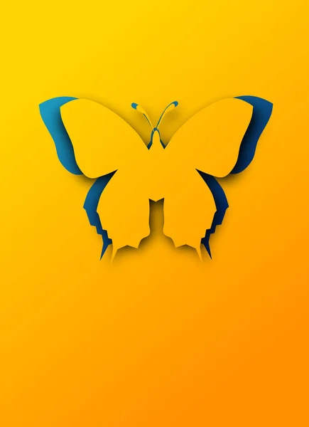 蝶の装飾と黄色の背景のイラスト — ストック写真