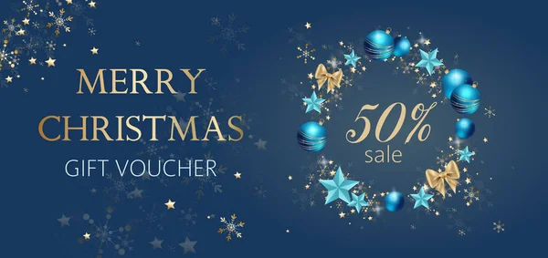 Illustration of gift voucher to merry christmas with circle of christmas objects