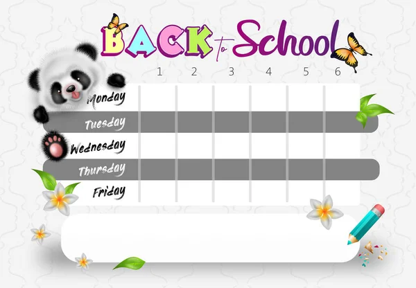 Illustration Cute School Timetable Panda Bear — Stock Photo, Image
