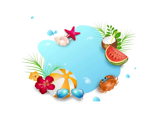 Ilustração Fundo Verão Com Objetos Verão Respingo Água — Fotografia de Stock