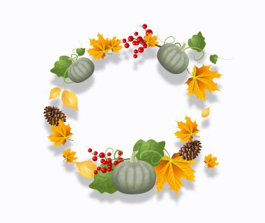 Beyaz arkaplanda sonbahar nesnelerinin canlandırması